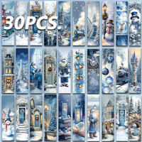 30-Pack Christmas Nordic Snow Scene Paper Bookmarks for Reading and Gifting