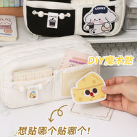 Cute Cheese Bear Pencil Case Large Capacity Embroidered Stationery Pouch for Girls