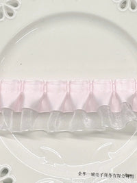 DIY Double-Layer Pleated Lace Ribbon Trim with Mini Bows for Craft and Decoration