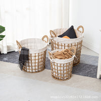 Laundry Hamper Woven Imitation Rattan Storage Basket for Home Bedroom Bathroom Toys Clothes