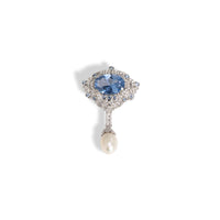Vintage Blue Spinel Teardrop Brooch S925 Sterling Silver Gold Plated Pin