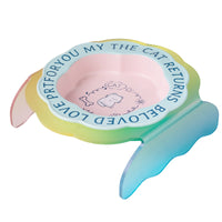 Ceramic Cat Bowl with Elevated Acrylic Stand, Anti-Tipping Pet Food and Water Dish for Neck Protection