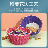 Plastic Woven Storage Basket for Desktop, Snacks, Fruit, and Cosmetics