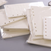 A5/A6/A7 6-Hole Loose Leaf Refill Paper for Notebooks, 45 Sheets Grid Lined Blank Dot