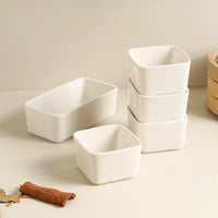 Ceramic Square and Rectangular Bowls for Hot Pot, BBQ, Snacks, Desserts, and Steaming