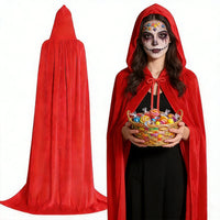 Halloween Velvet Hooded Cloak for Adults and Kids - Grim Reaper, Vampire, Witch Costume