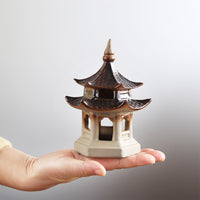 Miniature Hexagonal Pavilion and Duck Figurines for Micro Landscape Aquariums and Planters