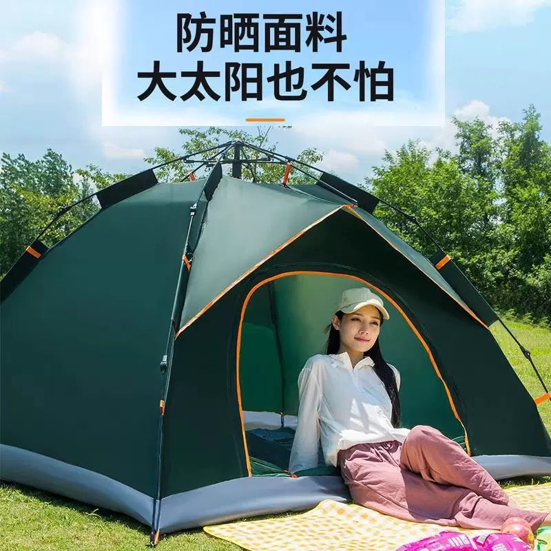 Automatic Pop-Up Camping Tent for 3-4 People, UV Protection, Rainproof, Double Layer, Family Outdoor Travel