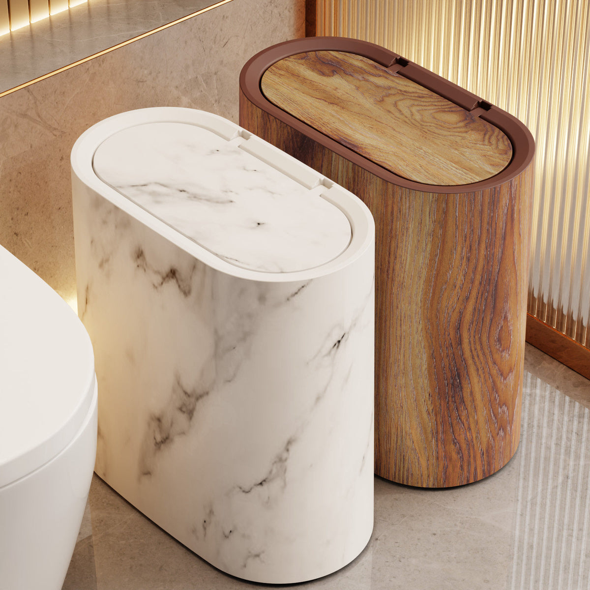 Slim Press-Top Trash Can for Kitchen, Living Room, and Hotel
