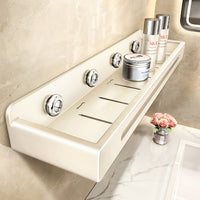 No-Drill Wall-Mounted Bathroom Shelf with Hooks
