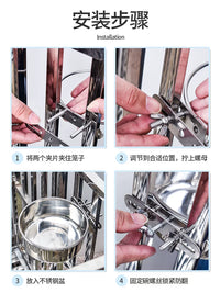 Stainless Steel Hanging Pet Bowl for Dogs and Cats, Anti-Spill Food and Water Feeder for Large Pets