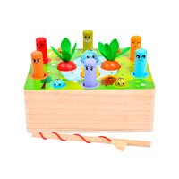 Kids Wooden Multifunctional Fishing & Whack-A-Mole Educational Toy for Hand-Eye Coordination