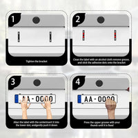 3D Plastic License Plate Holder Clip Set for European Standard Frameless Plates - 4 Pack