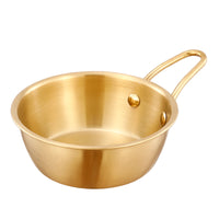 Korean Stainless Steel Rice Wine Bowl with Handle, Japanese Style BBQ Sauce Dish, Thickened Round Serving Bowl