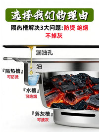 Outdoor Multifunctional Fire Pit BBQ Grill Table Set with Electric/Charcoal Options