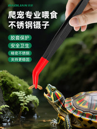 Reptile Feeding Tongs with Anti-Slip Silicone Tips - Straight or Curved, 20cm Length