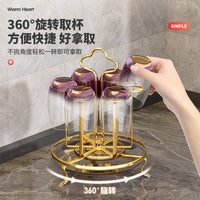 Luxury Rotating Mug Drying Rack with Drip Tray, Glass Cup Holder for Home Kitchen Organization