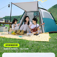 Large Hexagonal Double-Layer Camping Tent with 1 Room and 1 Hall, Windproof, Waterproof, and Mosquito-Proof for Outdoor Summer Activities