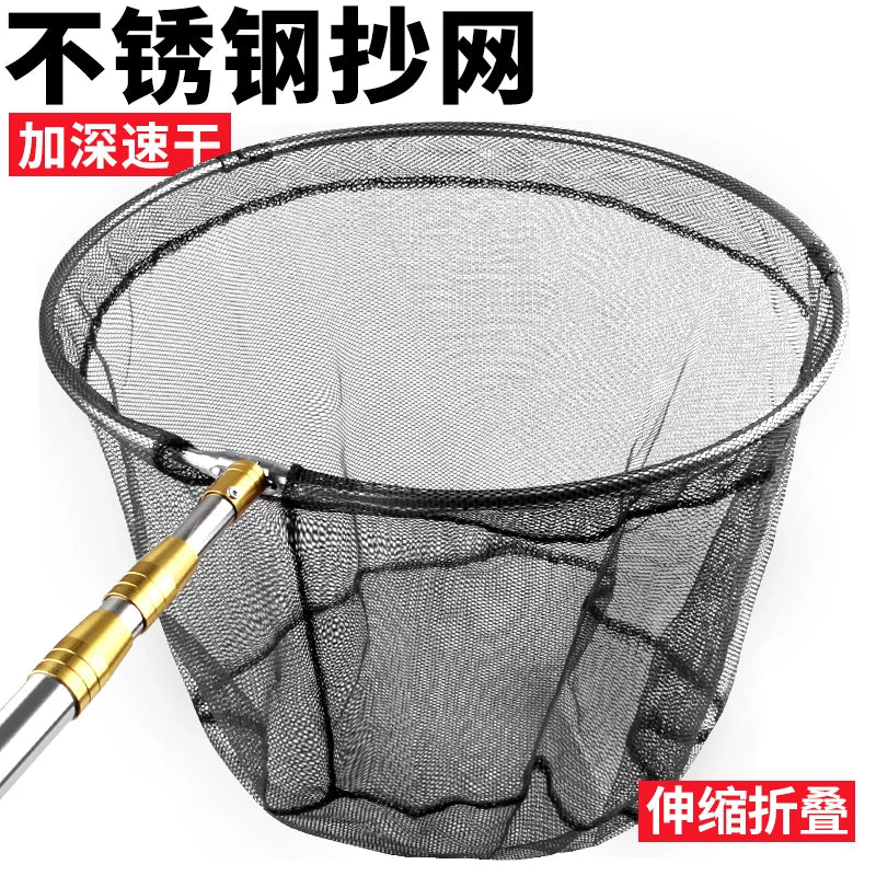 Telescopic Fishing Landing Net with Deep Fine Mesh for Sea Fishing and Catching