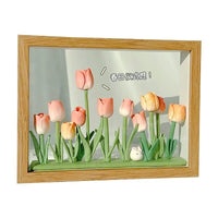 DIY Tulip Clay Photo Frame Kit with LED String Lights, Handmade Desktop Ornament Gift