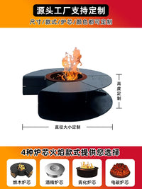 Outdoor Patio Fire Pit Table with BBQ Grill and Heater for Backyard Villa Garden