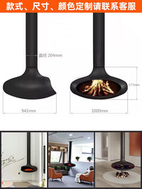 Wall-Mounted Fireplace with 3D Atomization or Real Flame for Villa Decor and Heating
