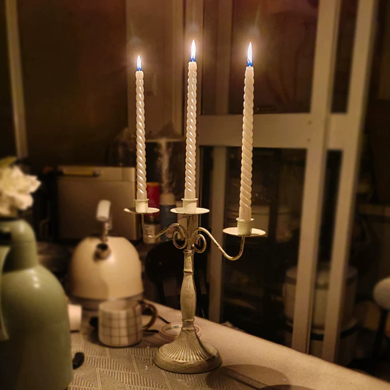 Vintage European Iron Art Candelabra for Romantic Dining Table Decor