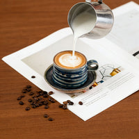 Japanese Style Ceramic Drip Coffee Mug with Saucer, Vintage Breakfast Cup, Minimalist Gift Box