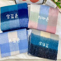 AC Warm Rainbow Plaid Mohair Scarf for Autumn/Winter