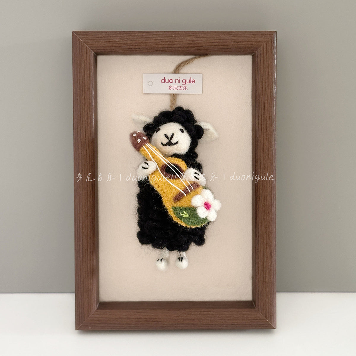 Handmade Nepal Wool Felt Rock Guitar Black Sheep Keychain Bag Car Charm Gift