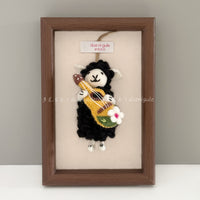 Handmade Nepal Wool Felt Rock Guitar Black Sheep Keychain Bag Car Charm Gift