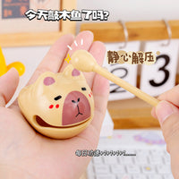 Cartoon Mini Wooden Fish Percussion Toy for Stress Relief and Mindfulness, Cute Desk Ornament for Students and Office