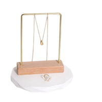 Jewelry Display Stand Metal Wood Base Earring Necklace Organizer Holder