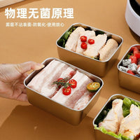 Square 304 Stainless Steel Food Storage Container Set for Refrigerator, Fruit, and Vegetable Storage
