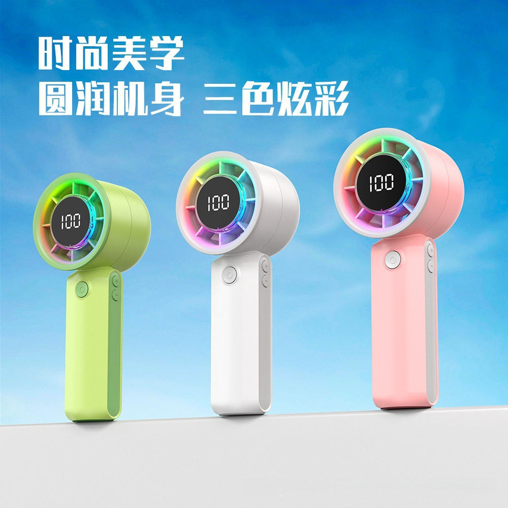 Digital Display Turbo Handheld Mini Fan with Long Endurance and Ambient Light