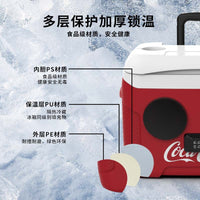 28L Portable Outdoor Cooler with Bluetooth Speaker and Pull Rod for Camping, Picnics, and Car Travel