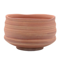 Japanese Zen Style Ceramic Matcha Bowl with Wood Grain Texture