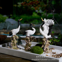 Resin Crane Figurine for Aquarium Landscape and Home Decor