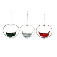 Decorative Iron Bird Feeder for Outdoor Garden, Hanging Wide-Mouth Design