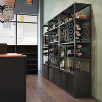 Industrial Style Metal Wine Rack Display Cabinet for Bar and Cellar