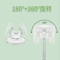 USB Rechargeable Telescopic Camping Fan with Clip and Timer, 360-Degree Rotation, Portable Desk Fan