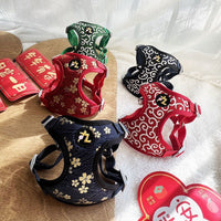 Japanese Style Cherry Blossom Dog Harness and Leash Set for Small to Medium Breeds