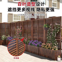 Outdoor Privacy Screen Planter Box with Trellis for Climbing Plants, Wooden Garden Divider Fence