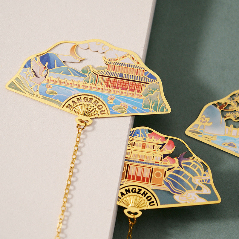 Metal Hollow Bookmark Chinese Style Hangzhou Scenery Souvenir Gift