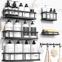 Wall-Mounted Bathroom Shelf Organizer, No-Drill Iron Art Storage Rack for Toiletries