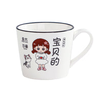 Family Cartoon Ceramic Mugs Set for Parents and Kids