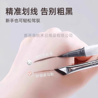 Angled Eyeliner Brush Set for Beginners - Flat Sickle Makeup Brush for Eyeliner and Under-Eye Details