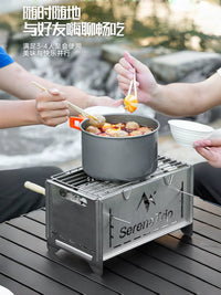 Portable Mini Charcoal Grill and Fire Pit, 304 Stainless Steel for Camping, Heating, and Tea Brewing
