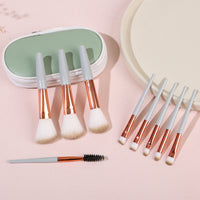 9-Piece Mini Makeup Brush Set with Travel Case - Powder & Eyeshadow Brushes