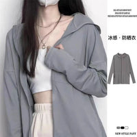 Women's UPF 50+ Sun Protection Hoodie - Ice Silk, Thin, Long Sleeve, UV Resistant, Breathable Cardigan for Outdoor Summer